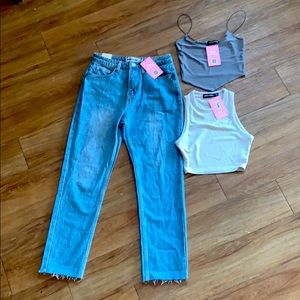 Missy Empire jeans-US 4, & tanks-US 2 & 4